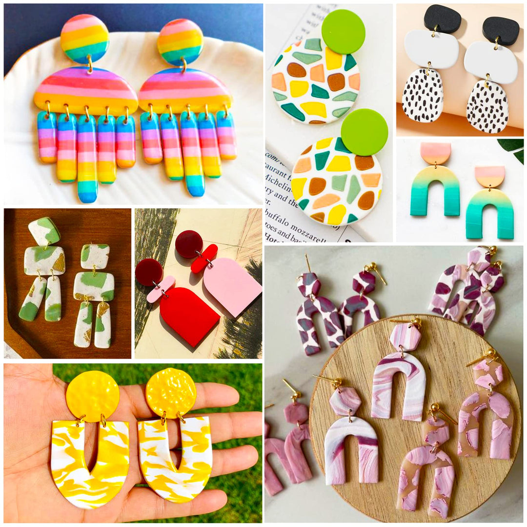 Polymer Clay Cutters, 118Pcs Clay Earring Cutters Kit, 18 Shapes Plastic Clay Cutters for Polymer Clay Jewelry Making with Earring Cards, Earring Hooks, Jump Rings