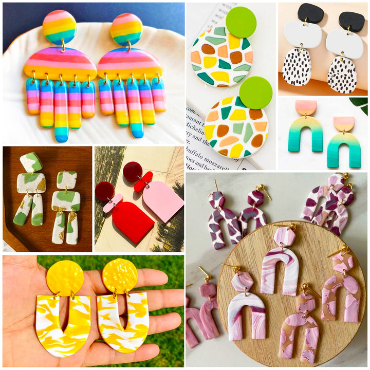 Polymer Clay Cutters, 118Pcs Clay Earring Cutters Kit, 18 Shapes Plastic Clay Cutters for Polymer Clay Jewelry Making with Earring Cards, Earring Hooks, Jump Rings