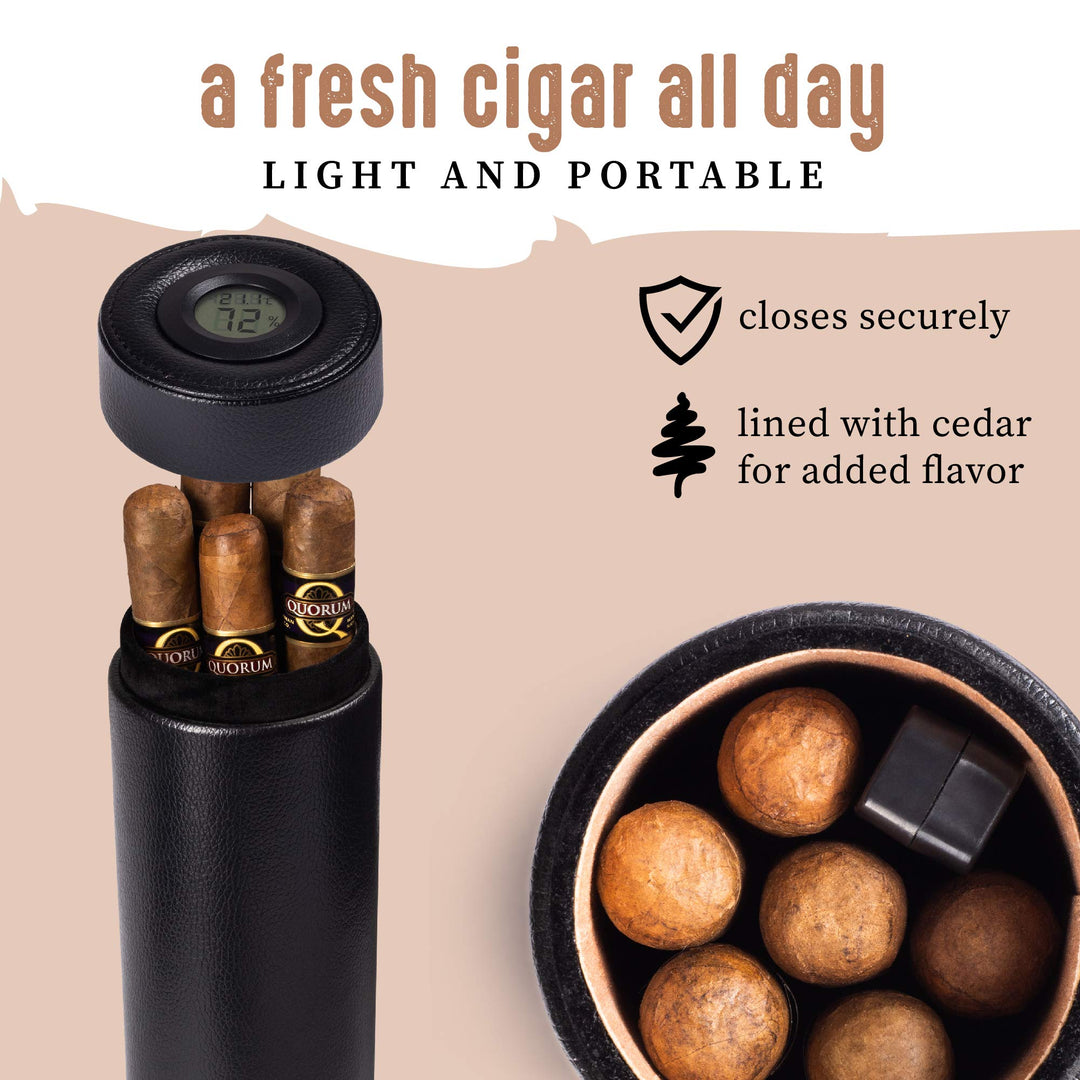 Cigar Case- Cigar Travel Case with Cigar Accessories, Cigar Case for Men Cigar Humidor, Airtight Seal- Cigar Gifts for Men, Travel Cigar Humidor Case (1 Count (Pack of 1))