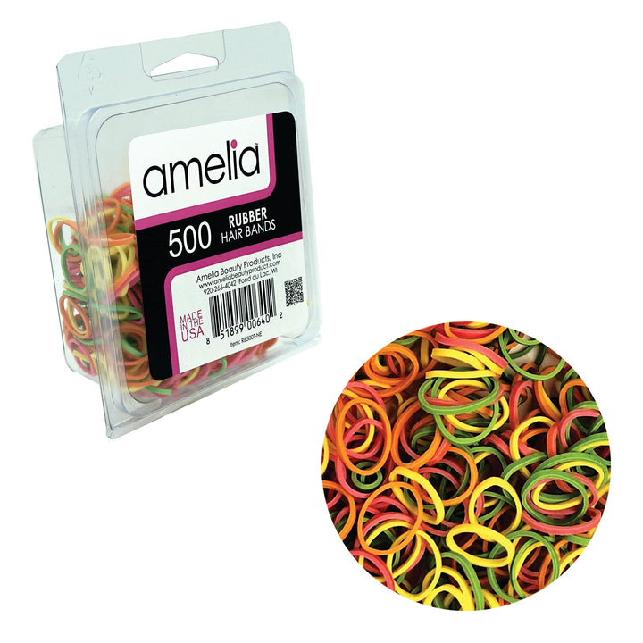 500 Count Rubber Bands in Re-closable Container for Ponytails and Braids (Brights)