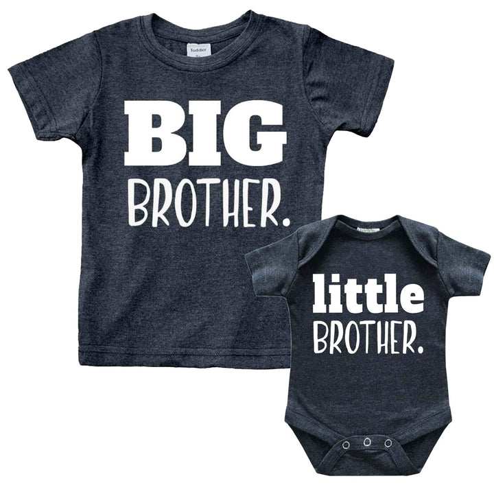Big Brother Little Brother Shirts Matching Outfits Sibling Gifts Baby Set (Charcoal Black, Kids (3Y) / Baby (1-3M))
