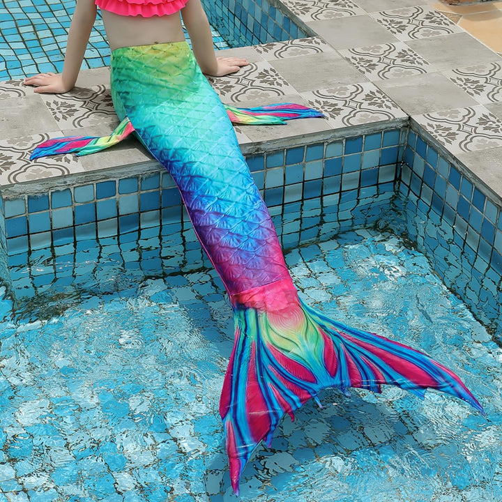 Mermaid Tails for Swimming Girls Bathing Suits Swimsuit Swimwear Bikini 3 Pcs for 3-12 Year Old