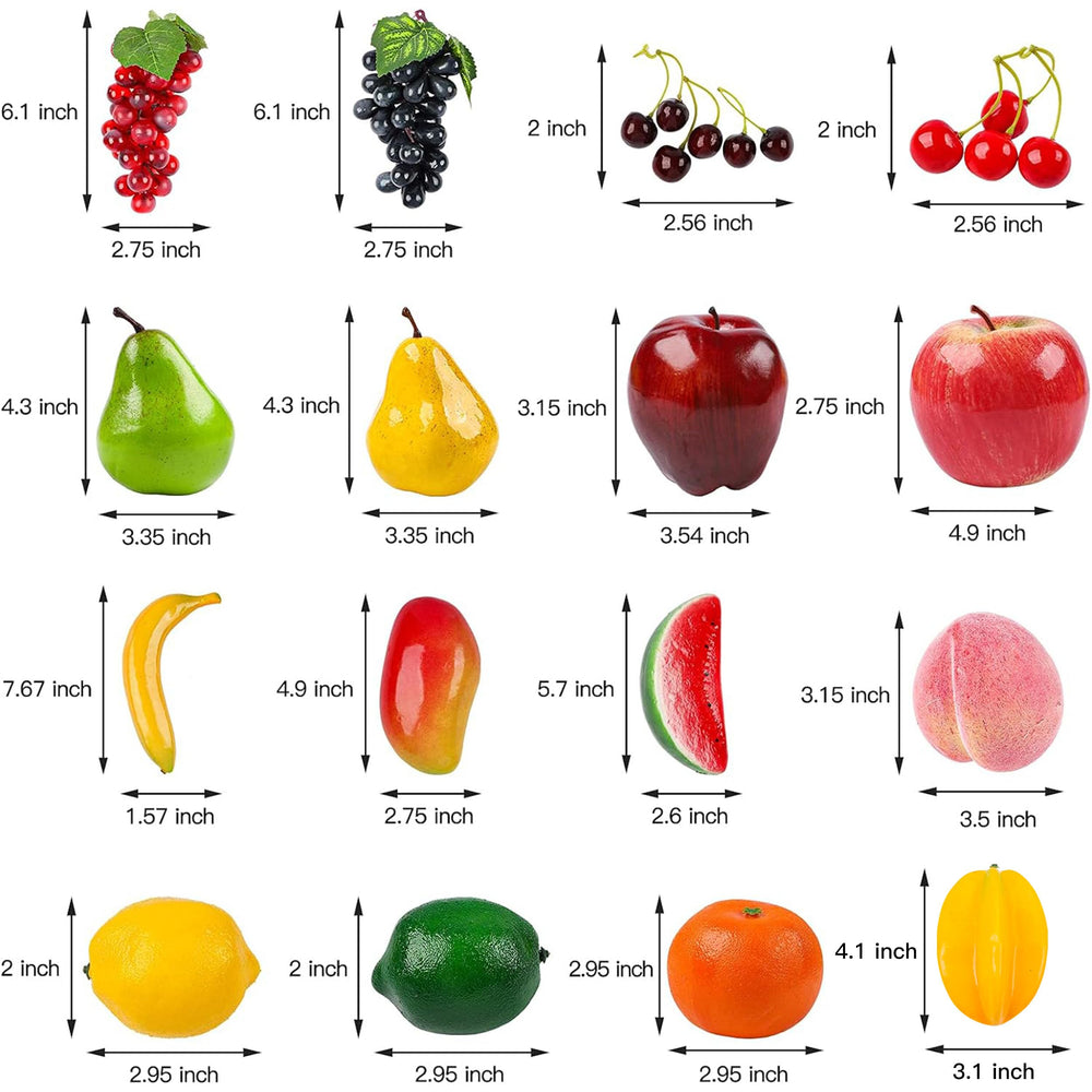 20 Pcs Artificial Fruits Pack, Fake Fruits for Home Decor, Simulation Fruit Set, Party Chirstmas Decortion