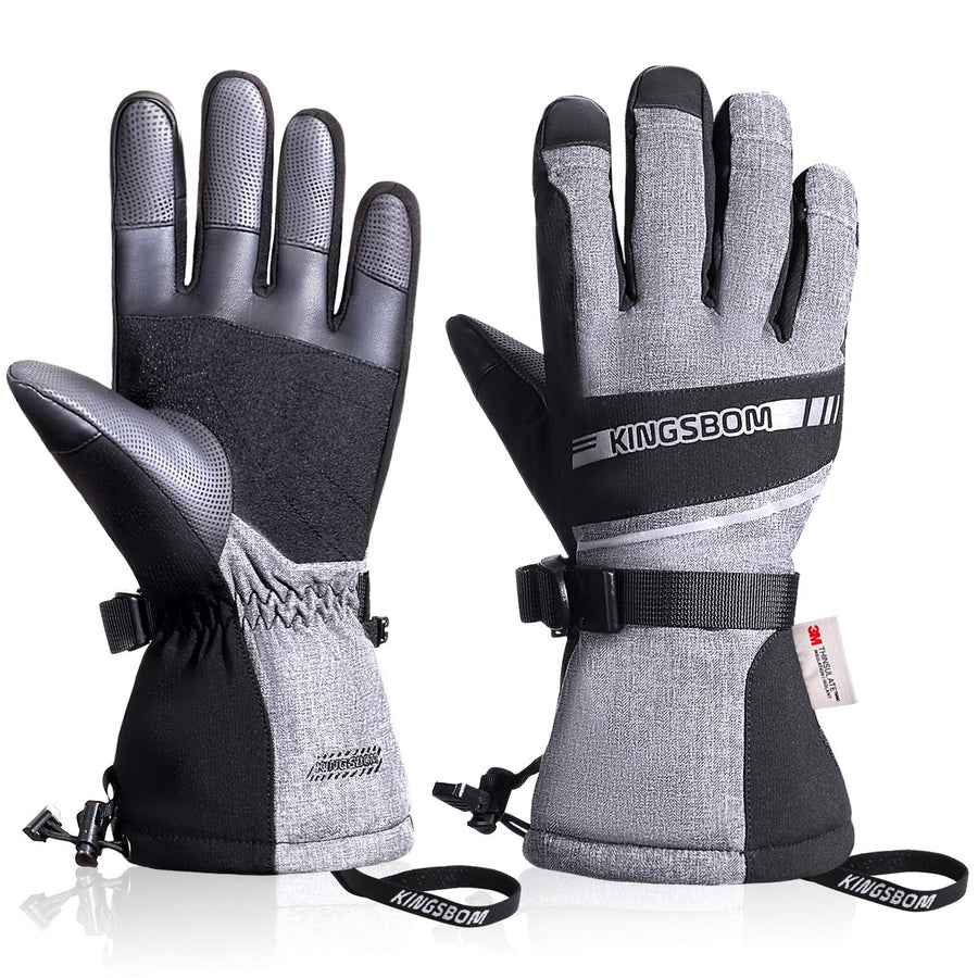Waterproof Ski & Snow Gloves, 3M Thinsulate Winter Warm Touch Screen Snowboard Gloves for Men & Women (Large)