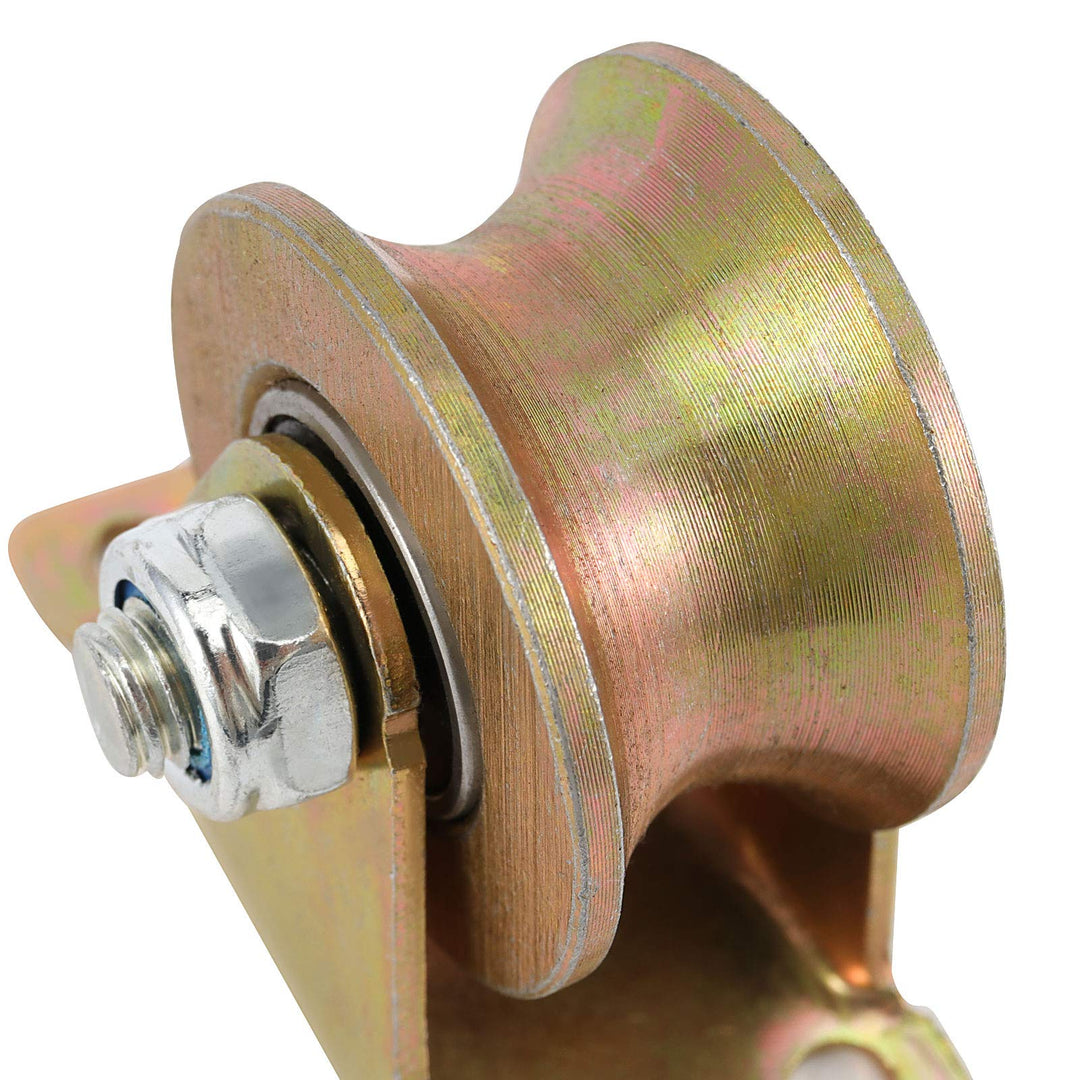 4 PCS 2 Inch 660 LB 45# Steel U Groove Wheel Pulley, Sliding Gate Rollers with Bracket, Heavy Duty Rigid Caster for Inverted Track, Rolling Gate, Industrial Machines, Wire Rope Rail