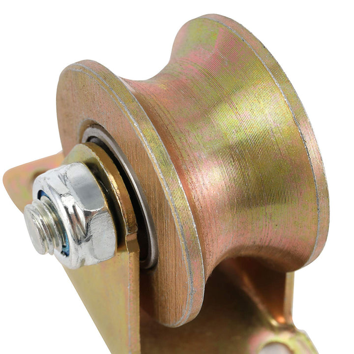 4 PCS 2 Inch 660 LB 45# Steel U Groove Wheel Pulley, Sliding Gate Rollers with Bracket, Heavy Duty Rigid Caster for Inverted Track, Rolling Gate, Industrial Machines, Wire Rope Rail