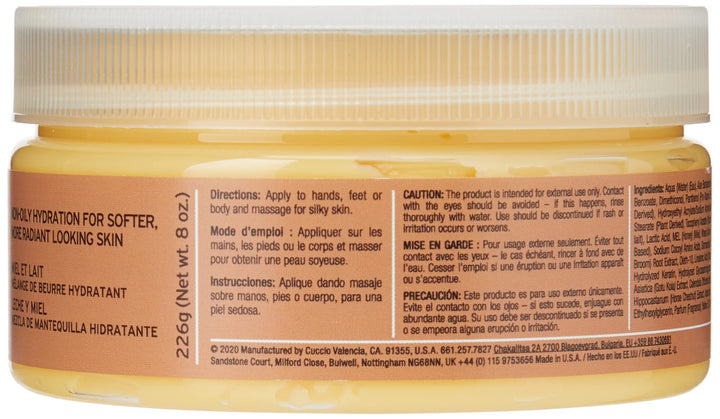 Naturale Butter Blends - Ultra-Moisturizing, Renewing, Smoothing Scented Body Cream - Deep Hydration For Dry Skin Repair - Made With Natural Ingredients - Milk &amp; Honey - 8 Oz