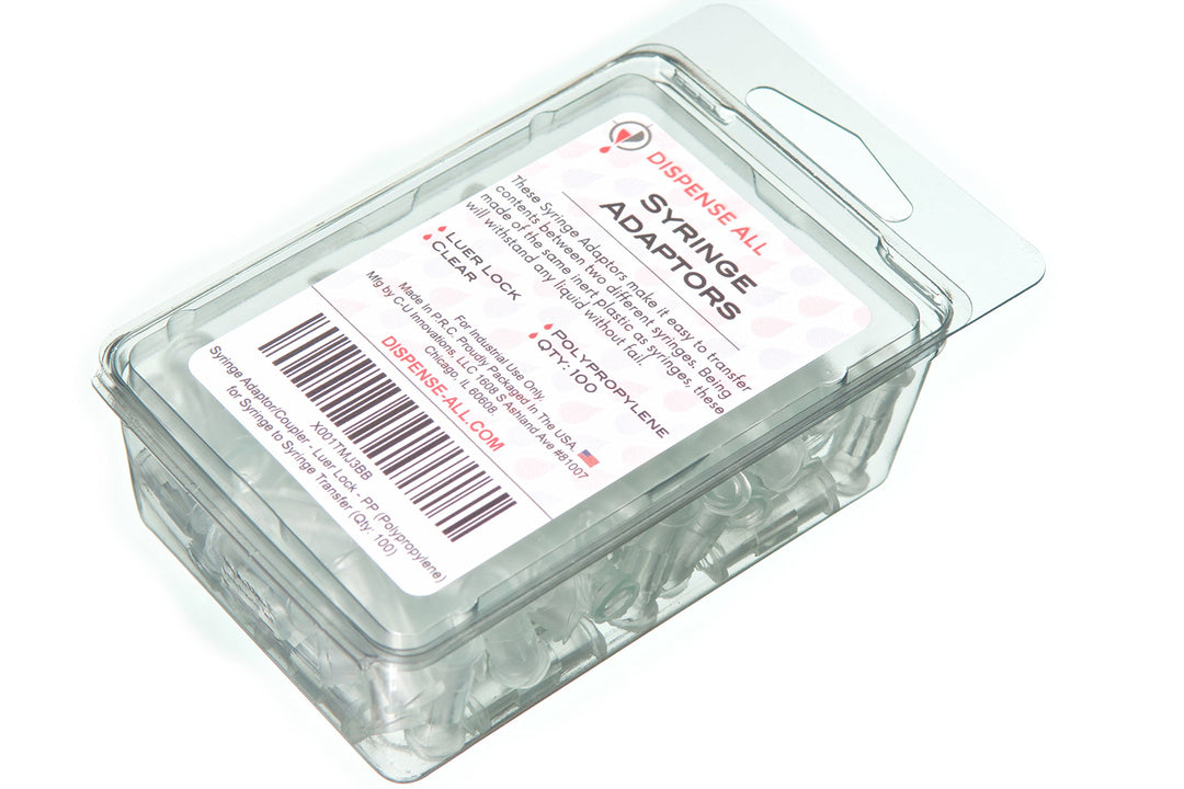 - Syringe Coupler, Luer Lock Adaptor (Polypropylene) - Female-to-Female (Qty: 100)