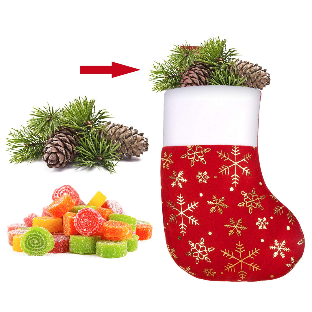 Christmas Mini Stockings,12 Pcs Felt Glitter Snowflake Stockings for Christmas Tree and Room Ornament Decoration and Gift Holder(8Inches)