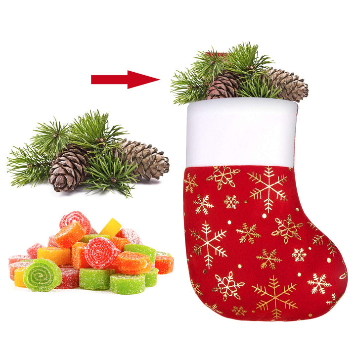Christmas Mini Stockings,12 Pcs Felt Glitter Snowflake Stockings for Christmas Tree and Room Ornament Decoration and Gift Holder(8Inches)