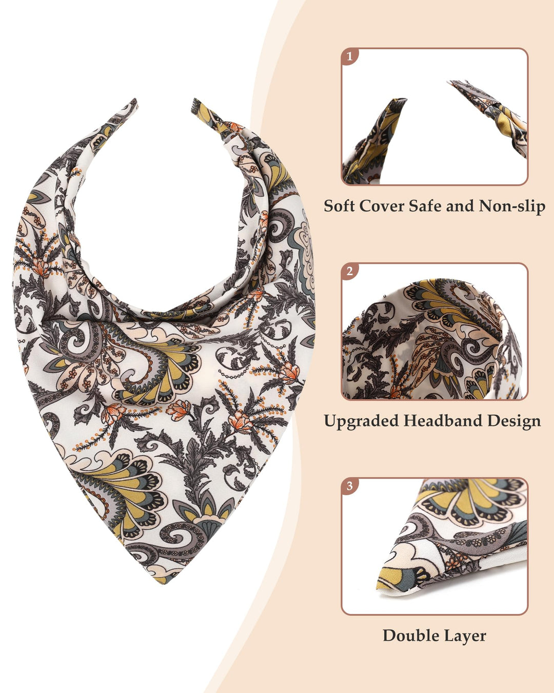 AWAYTR 3pcs Hair Bandana for Women Girls Hair Scarf Hea