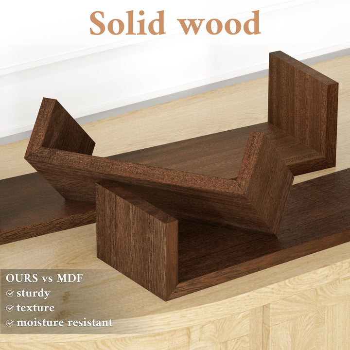 SRIWATANA Floating Shelves Wall Mounted, Solid Wood Wal