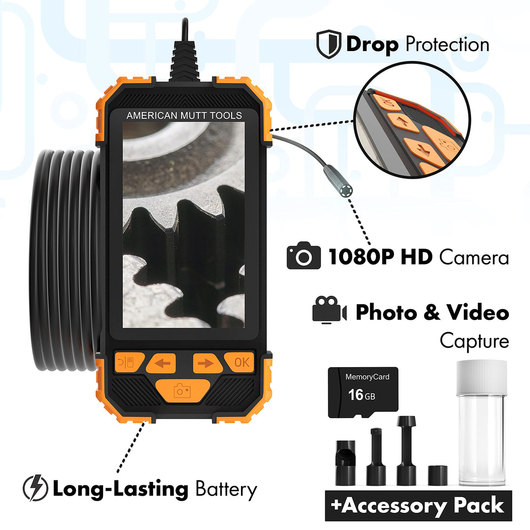 Fiber Optic Camera Snake - 6.5FT 5.5mm 1080p HD USB Snake Inspection Camera with 6 LED Lights - Waterproof IP67 Rated Snake Camera with Light - Great Endoscope Tool for Mechanics