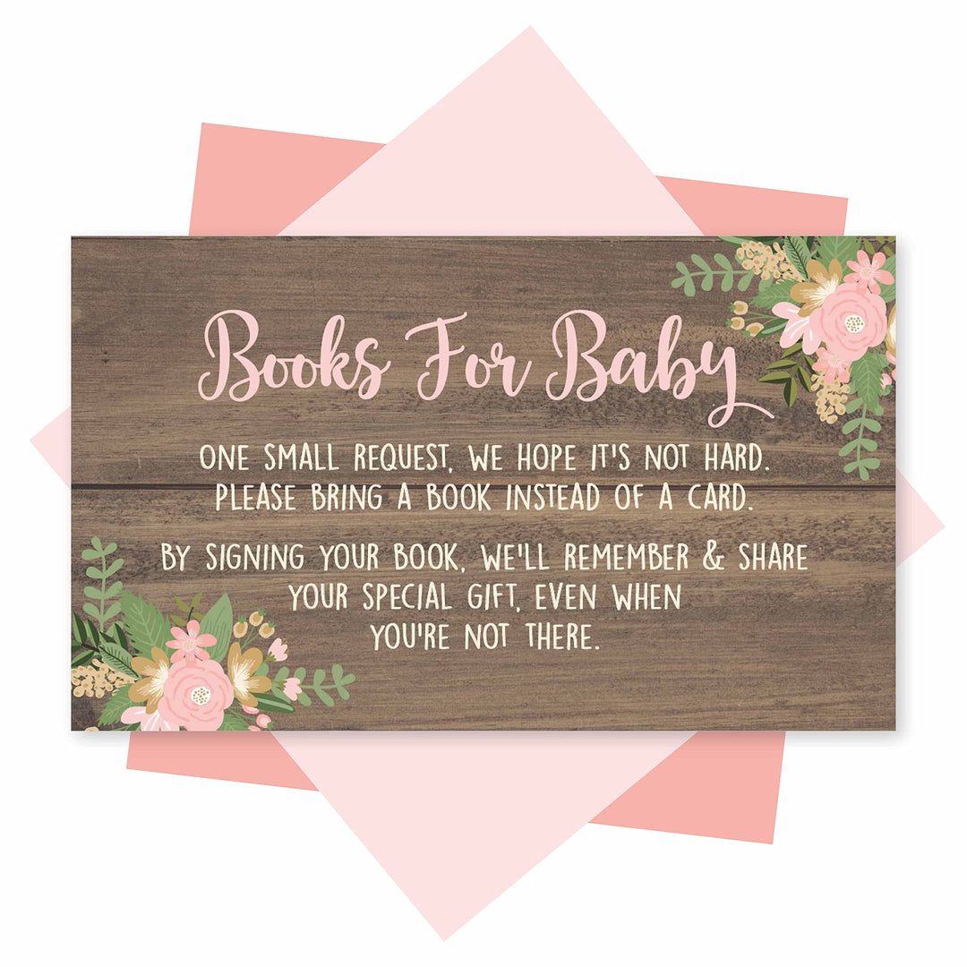 25 Oh Deer Books for Baby Request Insert Card for Girl Gold Baby Shower Invitations or invites, Buck Hunting Woodland Cute Bring A Book Instead of A Card Theme for Gender Party Story Games