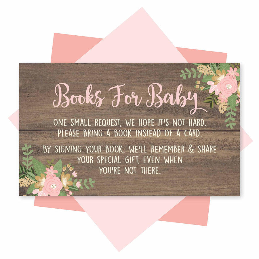 25 Oh Deer Books for Baby Request Insert Card for Girl Gold Baby Shower Invitations or invites, Buck Hunting Woodland Cute Bring A Book Instead of A Card Theme for Gender Party Story Games