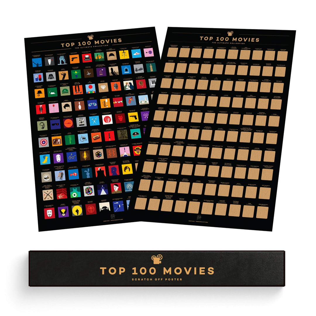 Top 100 Movies Scratch Off Poster - Bucket List of Best Films - 100 Movie Scratch Off Poster (16.5 x 23.4) - Including Top 100 Movie Posters - Christmas Gift for Movie Lovers