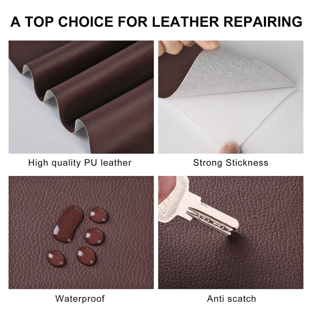 Leather Repair Patch for Furniture, 4 x 63 Self Adhesive Leather Repair Kit Vinyl Repair Tape for Car Seat Sofa Jackets Couches Chair Brown