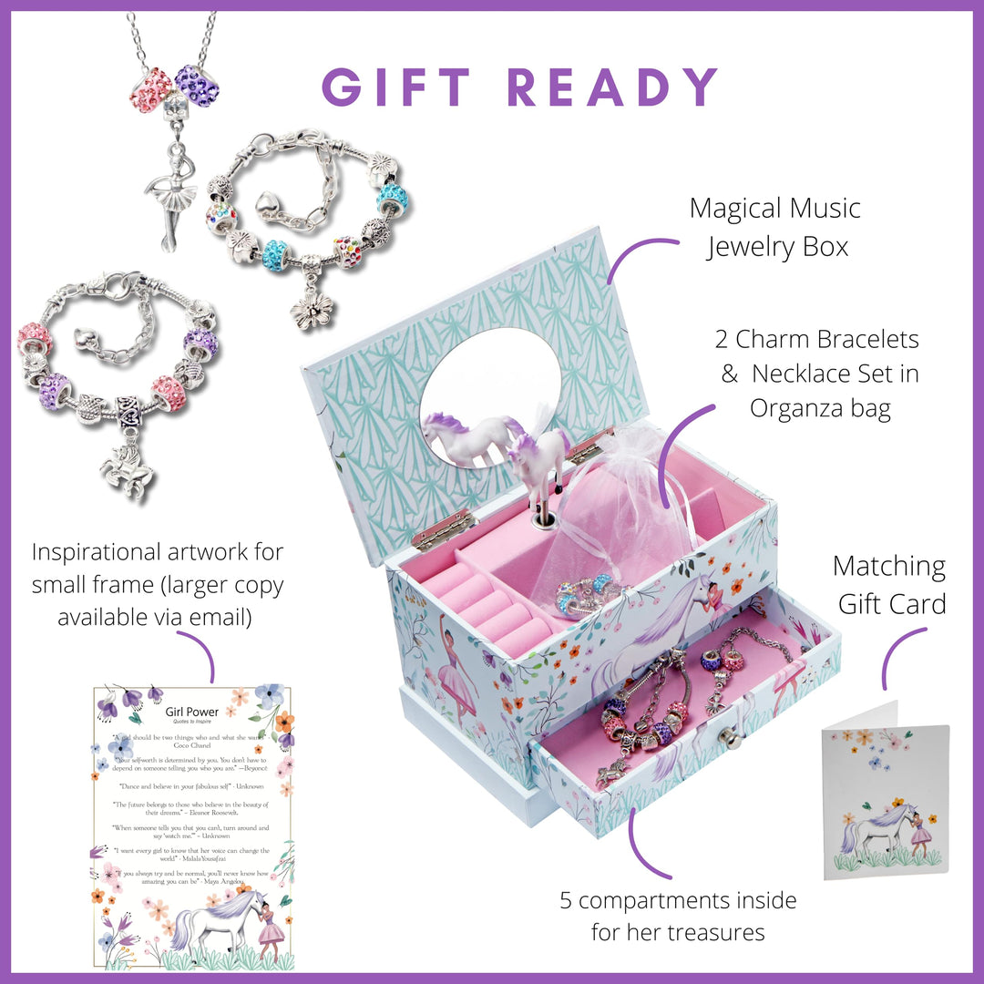 Jewelry Box for Girls &amp; Little Girls Jewelry Box - Unicorn Kids Jewelry Box - Girls Music Box - Musical Girls Jewelry Box Organizer - Music Boxes for Girls