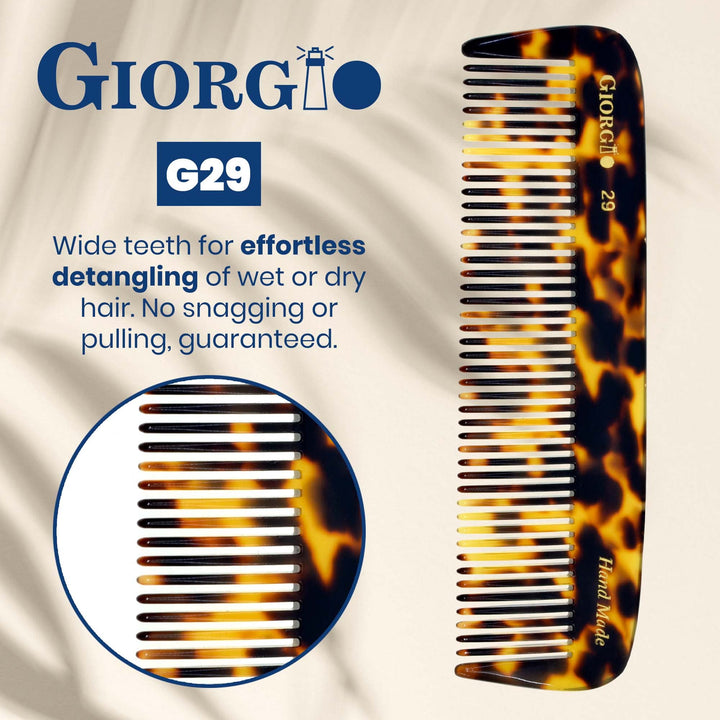 Giorgio G29 5 1/2 Hand Made Flexible Comb Long Teeth. Hand-Made of quality Durable Cellulose.
