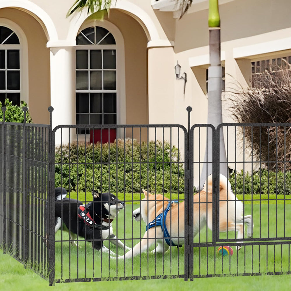 Dog Playpen,24/32/40 Inch Height in Heavy Duty,Folding Indoor Outdoor Dog Exercise Fence, Portable Pet Playpen with Door for Large Medium Dogs - Silver Gray (8 Panels, 32 inch)