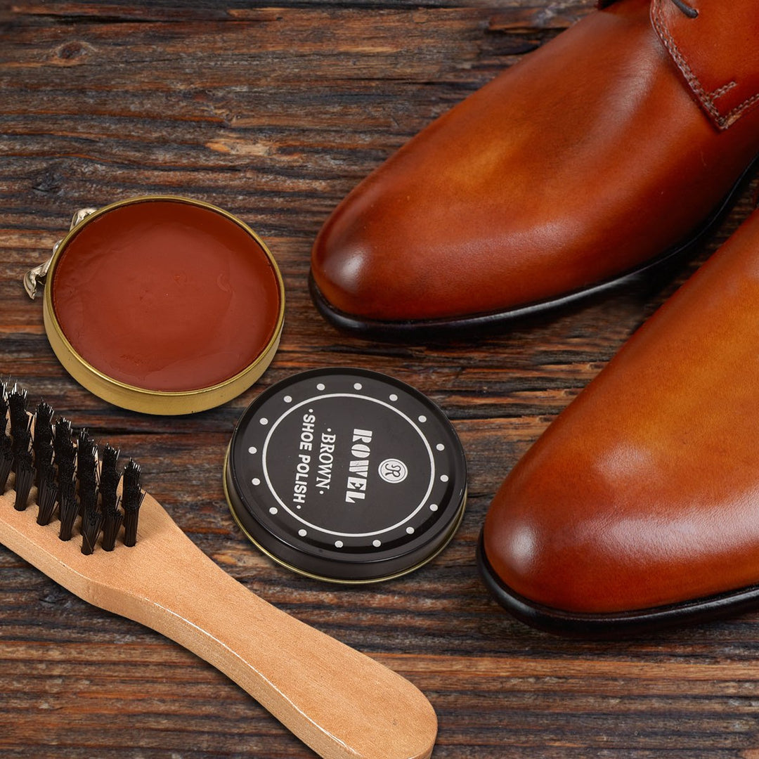 Shoe Care Kit Travel Shoes Shine Brush Polish Kit with PU Leather Sleek Elegant Case 10-Piece