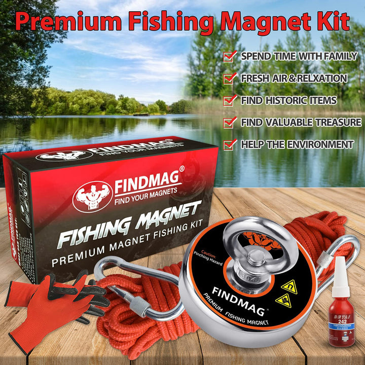 1000 LBS Pulling Force Magnet Fishing Kit Fishing Magnets with Rope, Premum Fishing Magnet Kit for Retrieving in River and Magnet Fishing - 3.54 inch (90 mm) Diameter