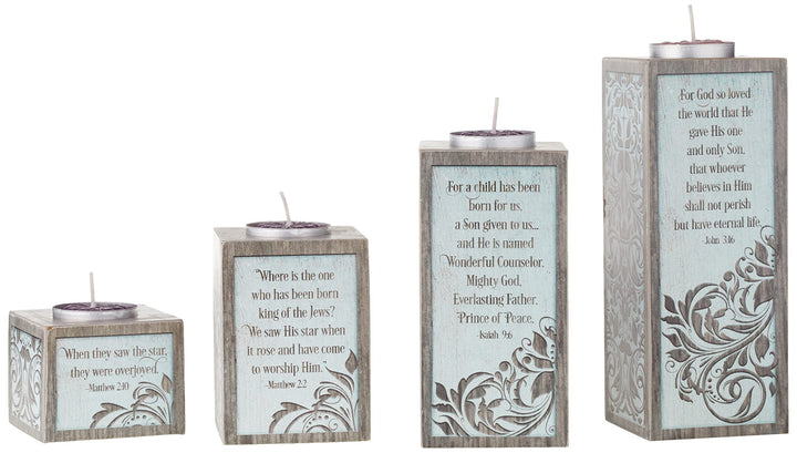 Love Hope Peace Joy Pillar Advent W/Tea Lights Abbey &amp; CA Gift Inspirational Candle Set, Multi