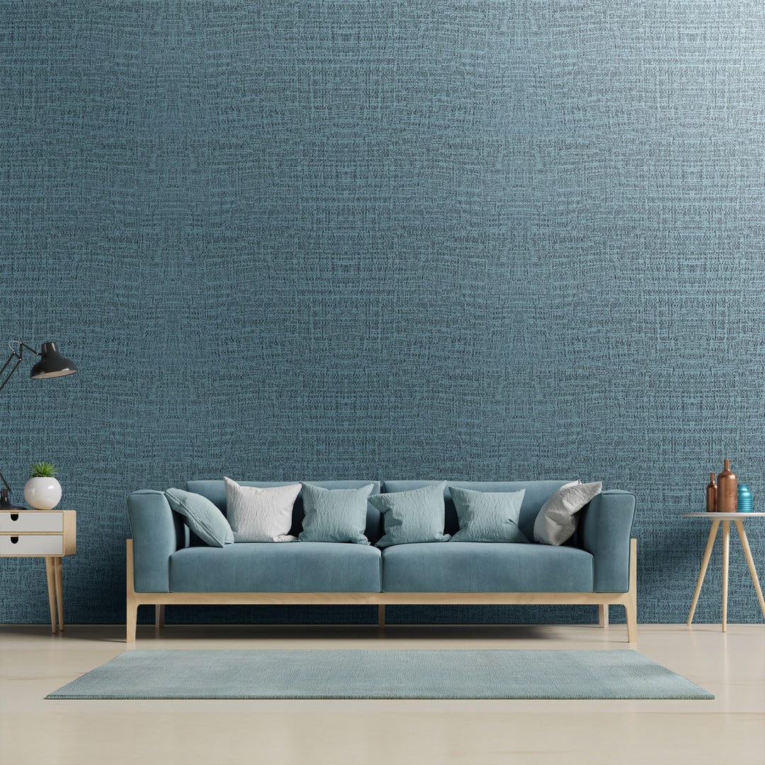 32.8ft Textured Fabric Teal Wallpaper Faux Grasscloth Blue Peel and Stick Wallpaper Self-Adhesive Wallpaper Linen Removable Wallpaper Cabinets Counter Top Liners