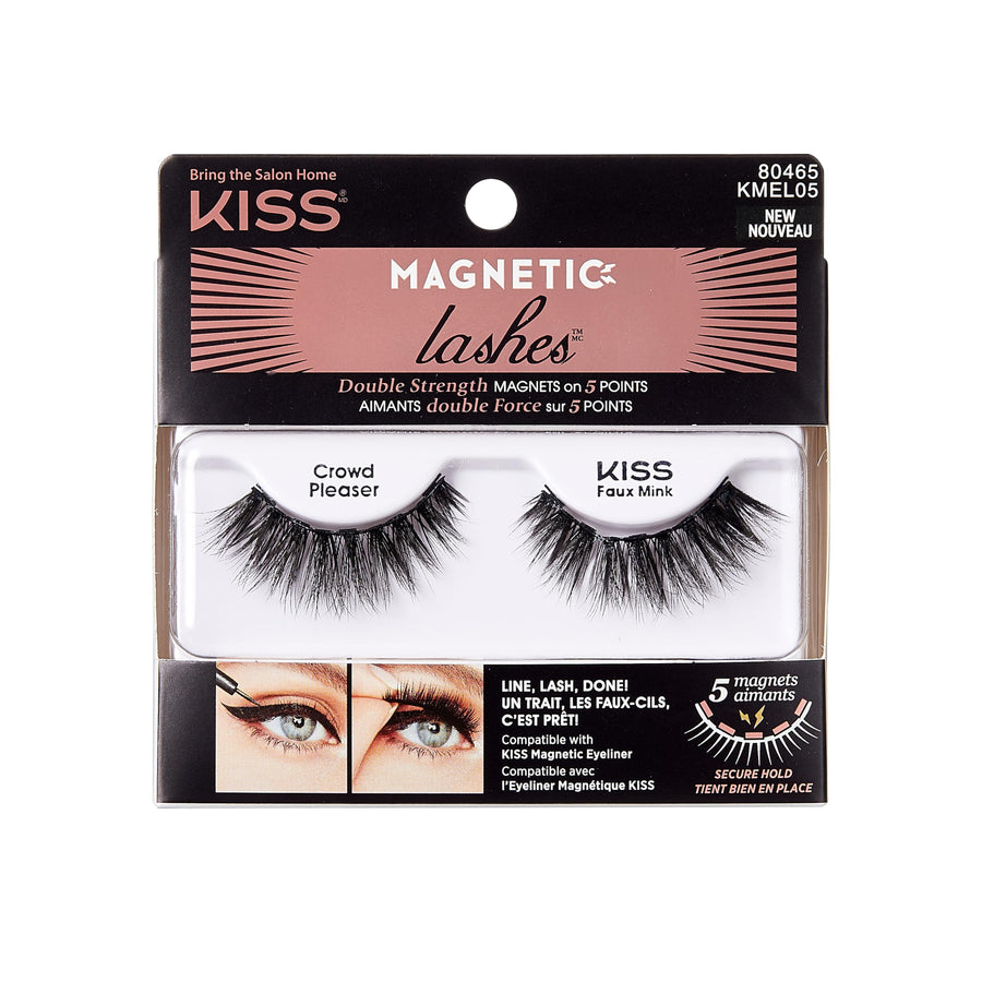 Magnetic Lashes, Crowd Pleaser, 1 Pair of Synthetic False Eyelashes With 5 Double Strength Magnets, Wind Resistant, Dermatologist Tested Fake Lashes Last Up To 16 Hours, Reusable Up To 15 Times
