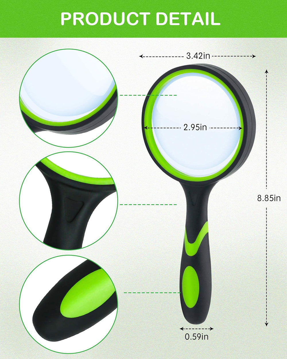 Wapodeai Shatterproof Magnifying Glass 4X Handheld Read