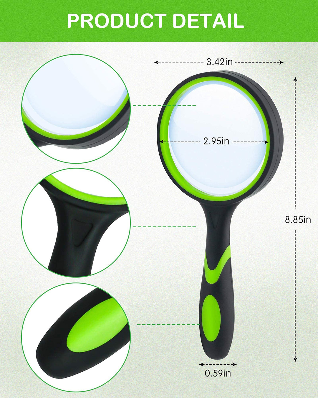 Wapodeai Shatterproof Magnifying Glass 4X Handheld Read