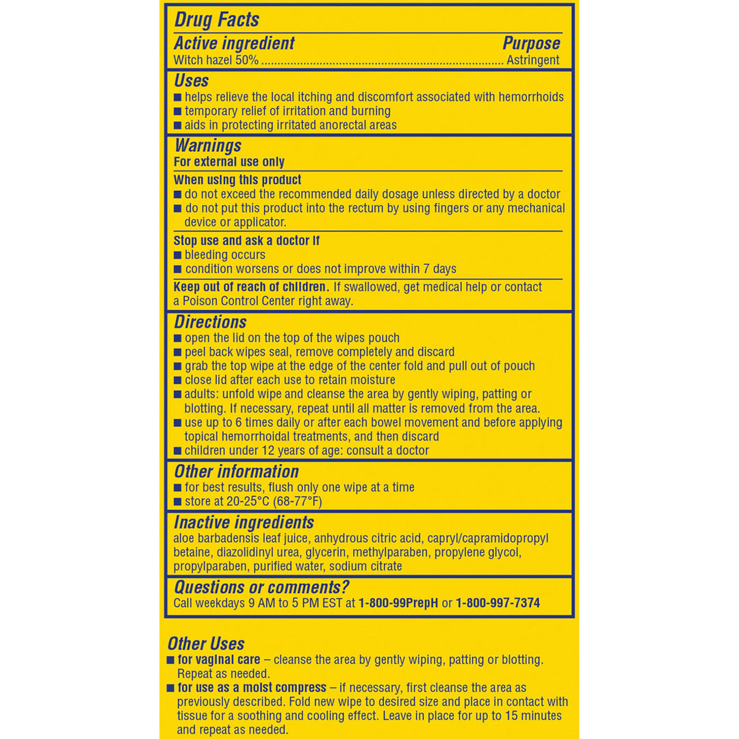 Preparation H Hemorrhoid Flushable Wipes with Witch Haz