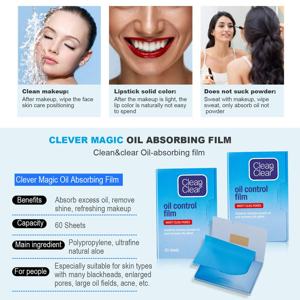 Oil Control Film Replacment for Oil-Absorbing Sheets,2 Pack(total 120sheets)Oil Blotting Sheets For Face,9%Larger Makeup Friendly High-performance Handy Face Blotting Paper for Oily Skin