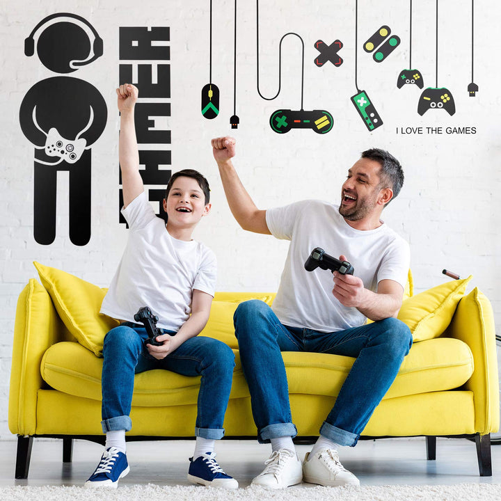 3 Sheets Game Wall Stickers Video Game Wall Decals, Vinyl Gaming Wall Stickers Eat Sleep Game Wall Decal for Boys Kids Men Bedroom Home Playroom (Separated Game Boy Style)