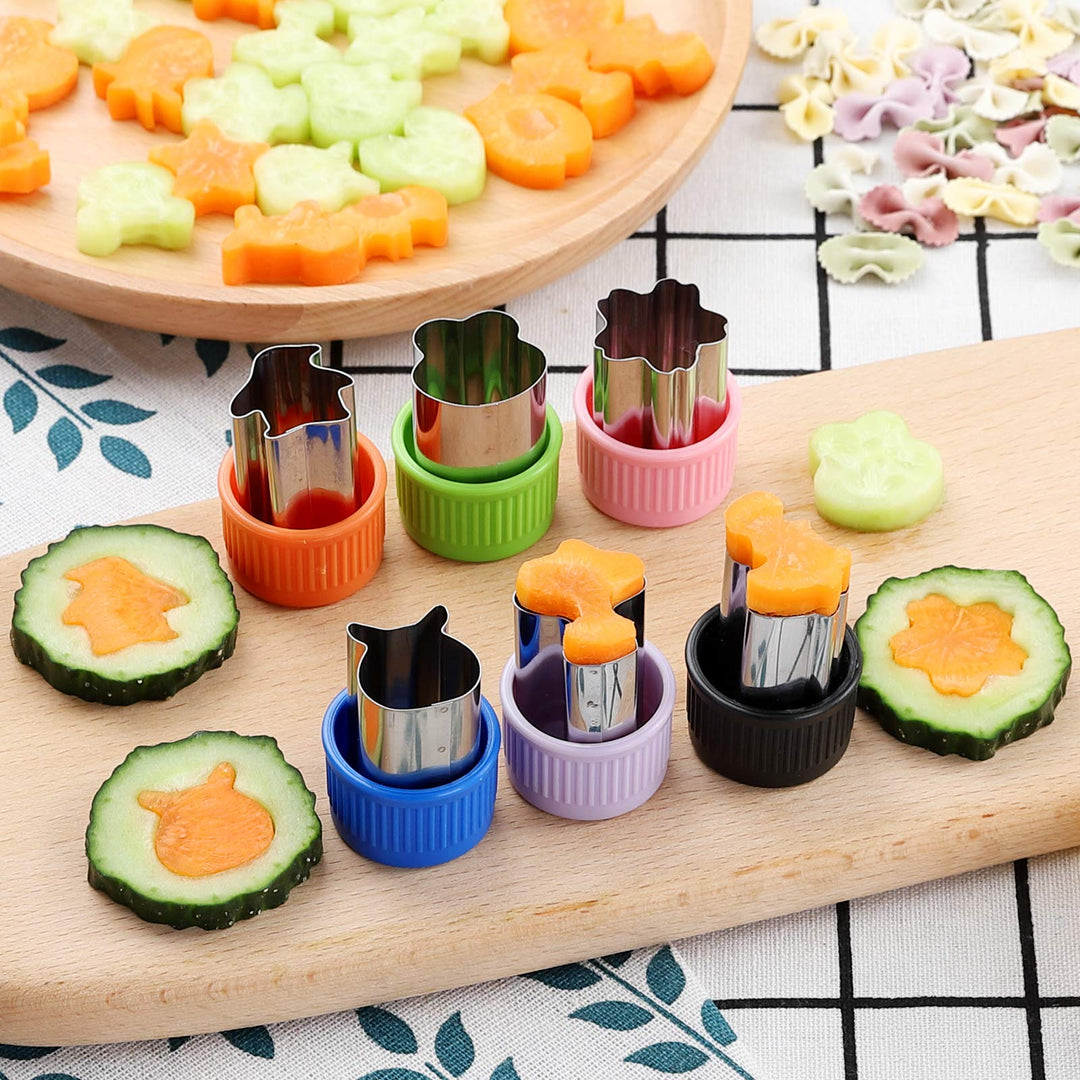 Vegetable Cutter Shapes Set,18pcs Diffent Colours and shapes Mini Sizes Cookie Cutters Set Fruit Cookie Pastry Stamps Mold,Baking Tools &amp; Accessories