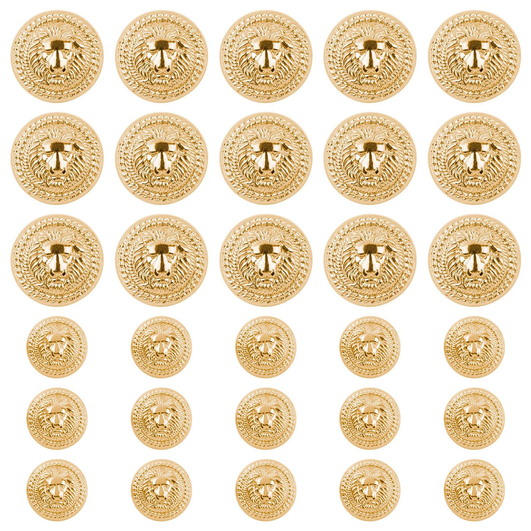 , 30 Pack Vintage Gold Lion Head Buttons Metal Blazer Button for Clothes Crafts 15mm 23mm
