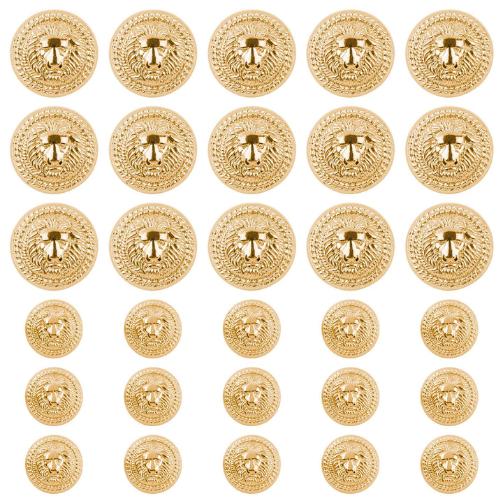 , 30 Pack Vintage Gold Lion Head Buttons Metal Blazer Button for Clothes Crafts 15mm 23mm