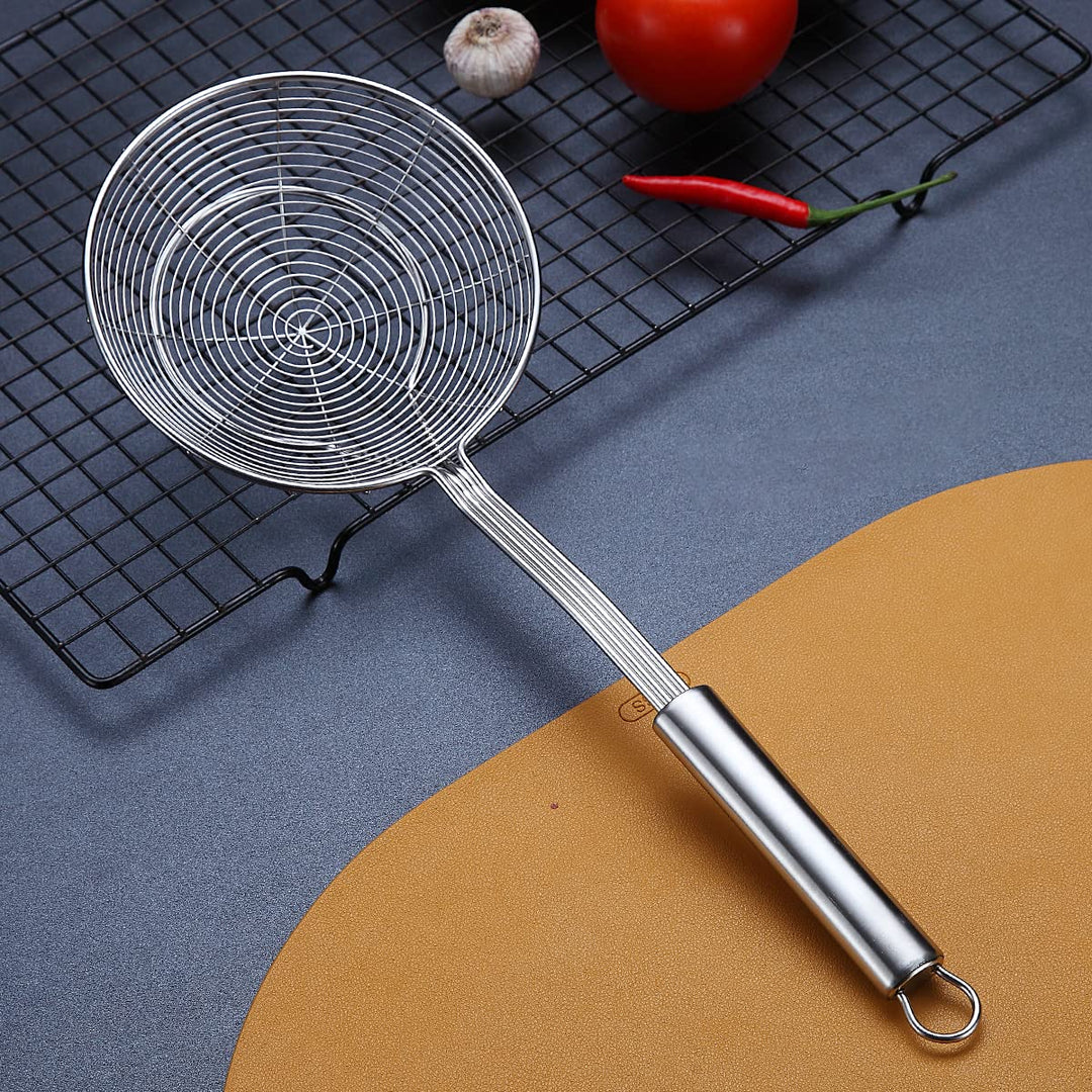 Strainer Spider Skimmers For Kitchen Cooking and Frying Food, Stainless Steel Slotted Spoon Pasta Strainers Tomato Food Strainer Skimmer Ladle For Pasta.