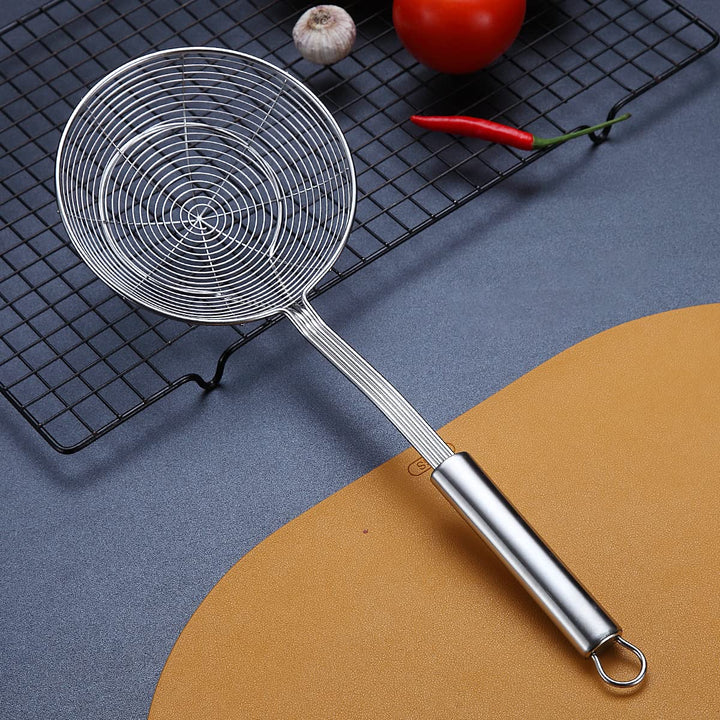 Strainer Spider Skimmers For Kitchen Cooking and Frying Food, Stainless Steel Slotted Spoon Pasta Strainers Tomato Food Strainer Skimmer Ladle For Pasta.