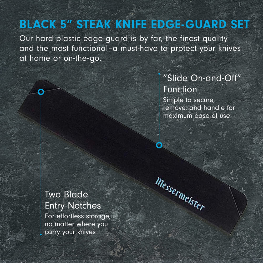 6-Piece Steak Knife Edge-Guard, Black - Fashionable & Functional Knife Protector for Steak Knives - 2 Blade Entry Notches - Includes 6 Steak Knife Edge Guards