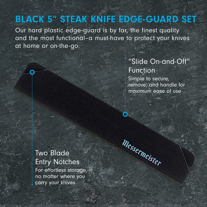 6-Piece Steak Knife Edge-Guard, Black - Fashionable &amp; Functional Knife Protector for Steak Knives - 2 Blade Entry Notches - Includes 6 Steak Knife Edge Guards