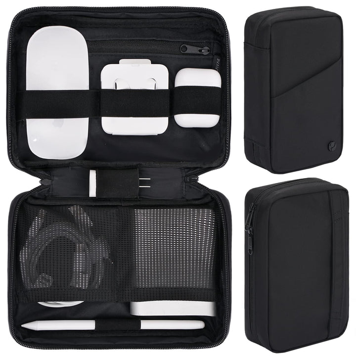 Purevave Electronics Organizer, Tech Organizer Pouch, Tech Travel Organizer, Compact Small Travel Cable Organizer for Cord, Phone Charger, USB Drive, SD Card and Power Bank Black