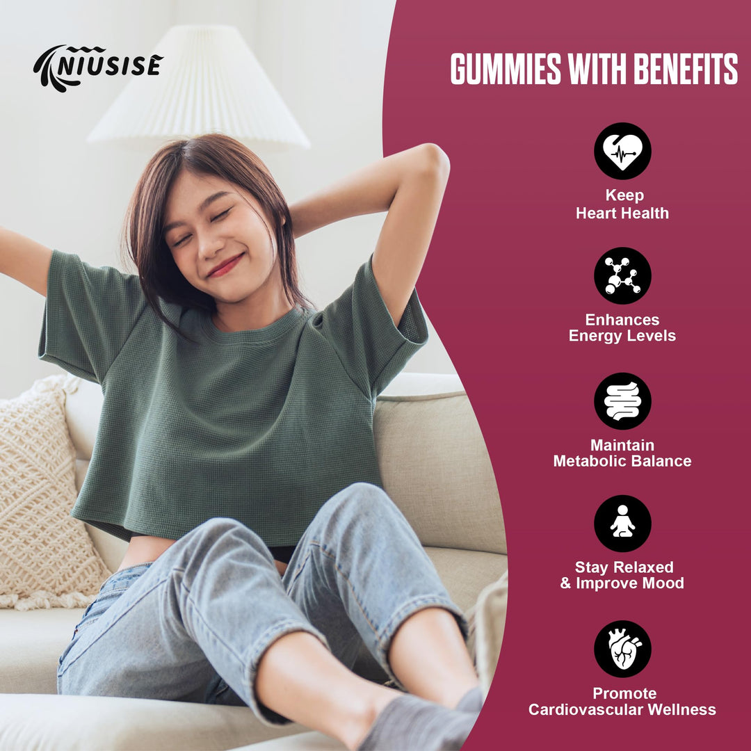 NIUSISE L-Methylfolate 15mg Gummies for Adult, Sugar Free Gummies Help Improve Energy, Brain Function - Active Folic Acid & Vitamin B12 Supplement for Immune Support, Non-GMO, Gluten Free