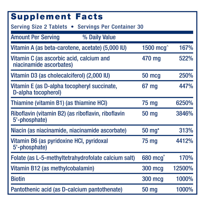 Two-Per-Day Multivitamin – Daily Dose of Vitamins &amp; Minerals for Men and Women - Complete Essential Vitamin Supplement for Energy, Health – Gluten-Free – Non-GMO – 60 Tablets