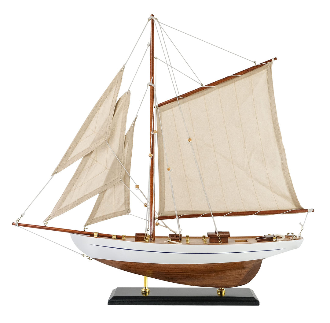 SAILINGSTORY Wooden Sailboat Decor Sailboat Model Boat Decor Ship Model Yacht Ivory Antique Finish
