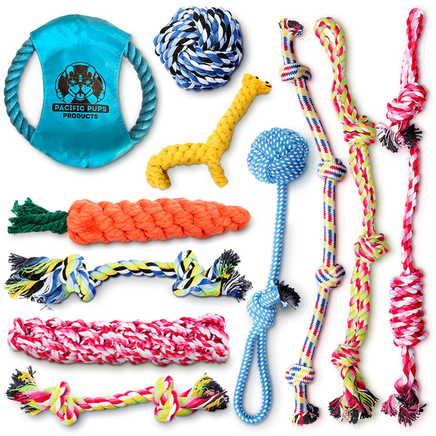 Rope Dog Toy Bundle - 11 Pack of puppy toys & dog rope toys for Medium Dogs - Tug of War Dog Toys, Rope Chew Toys for Dogs, Puppy Rope Toys Teething, Dog Rope Toys for Small Dogs