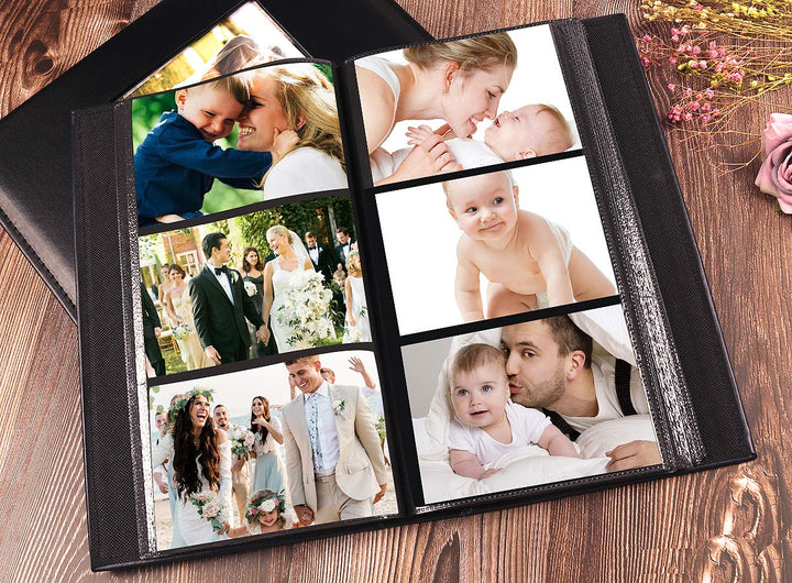 Premium Leather 4x6 Photo Album with 300 Pockets, Black, for Boy, Girl, Family, Wedding Anniversary