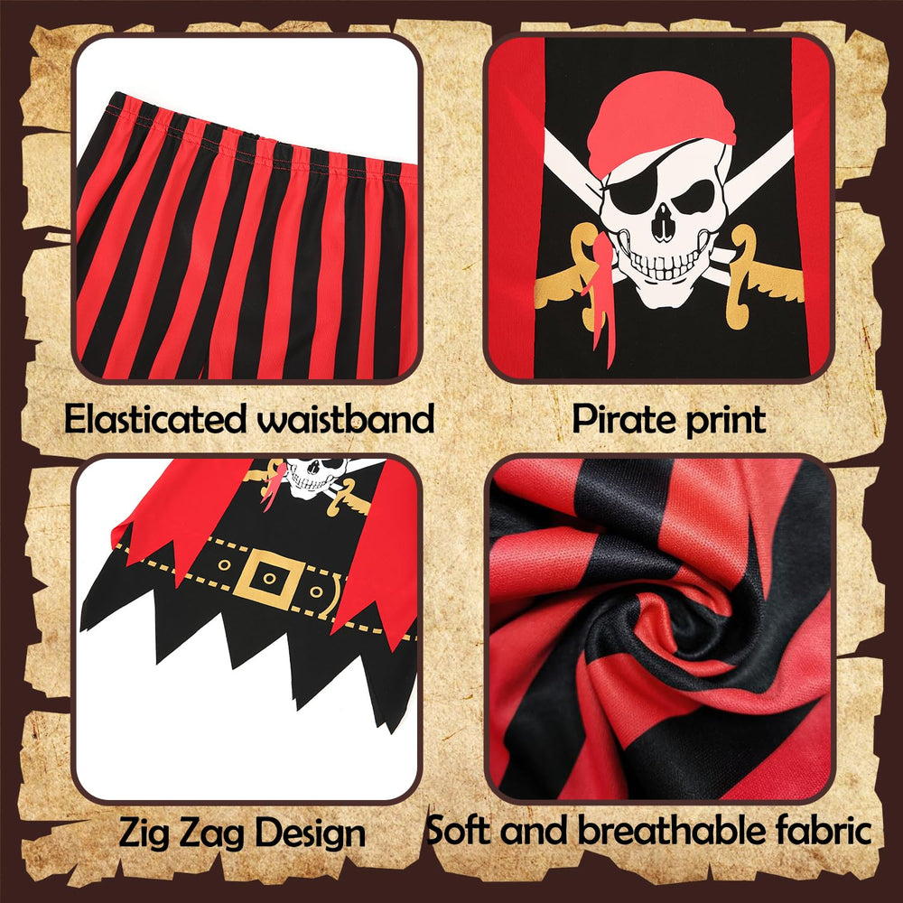Kids Pirate Costume,Pirate Role Play Dress Up Completed 8pcs Set for Kids 7-8years