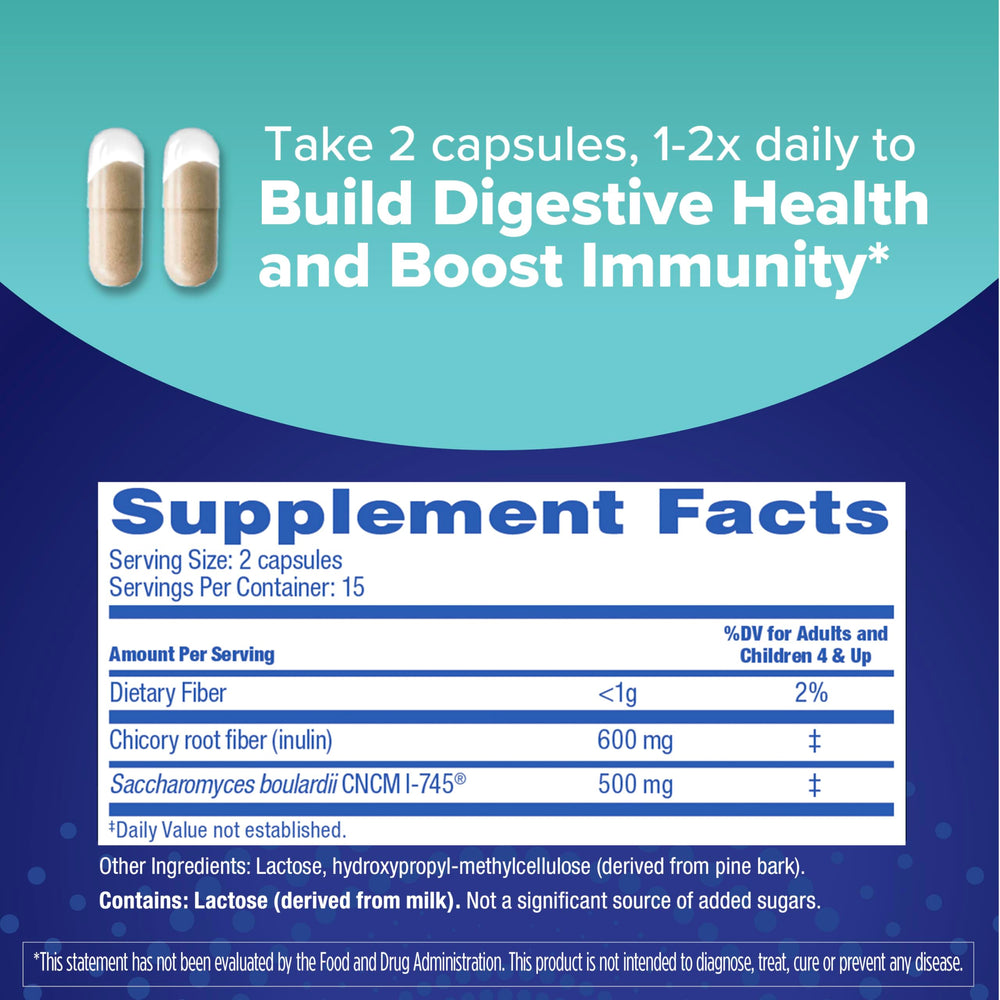 Select Pro+Pre Daily Probiotic and Prebiotic Supplement for Women and Men, Boosts Good Bacteria, Saccharomyces Boulardii CNCM I-745 (30 Capsules) (Pack of 1)