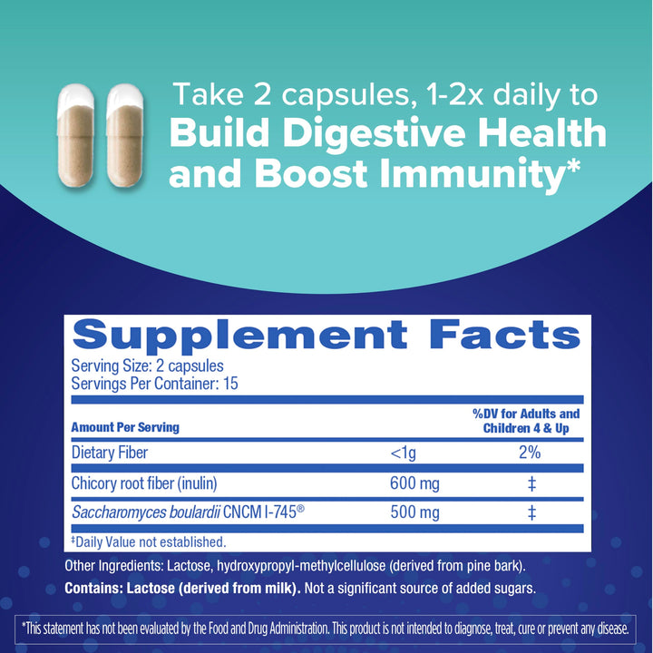 Select Pro+Pre Daily Probiotic and Prebiotic Supplement for Women and Men, Boosts Good Bacteria, Saccharomyces Boulardii CNCM I-745 (30 Capsules) (Pack of 1)